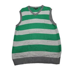 Express Sweater Vest Mens XL Gray Green Stripes Golf Preppy Dress Suit